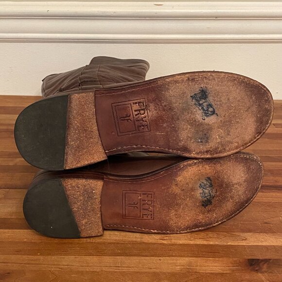 Frye Paige Tall Brown Leather Pull On  Riding Boots Women's Size 7.5B - Picture 10 of 13